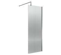Balterley Fluted Wetroom Screen with Support Bar, 1000mm, Brushed Pewter in Silver Balterley Silver