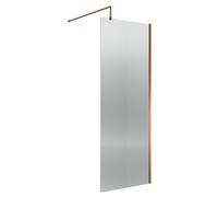 Balterley Fluted Wetroom Screen with Support Bar, 800mm, Brushed Bronze
