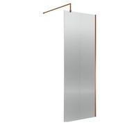 Balterley Fluted Wetroom Screen with Support Bar, 800mm, Brushed Bronze