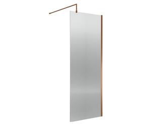 Balterley Fluted Wetroom Screen with Support Bar, 800mm, Brushed Bronze