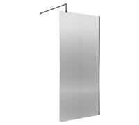 Balterley Fluted Wetroom Screen with Support Bar, 800mm, Brushed Pewter in Silver Balterley Silver