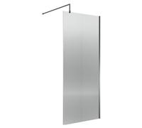 Balterley Fluted Wetroom Screen with Support Bar, 900mm, Brushed Pewter in Silver Balterley Silver