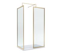 Balterley Framed Walk-In Wetroom Bundle With Tray And Waste, 1200X700mm, Brushed Brass
