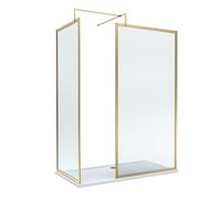 Balterley Framed Walk-In Wetroom Bundle With Tray And Waste, 1500X700mm, Brushed Brass