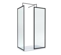 Balterley Framed Walk-In Wetroom Bundle With Tray And Waste, 1200X700mm, Matt Black