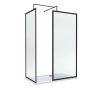 Balterley Framed Walk-In Wetroom Bundle With Tray And Waste, 1400X700mm, Matt Black