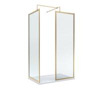 Balterley Framed Walk-In Wetroom Bundle With Tray And Waste, 1200X700mm, Brushed Brass