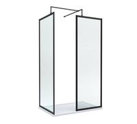Balterley Framed Walk-In Wetroom Bundle With Tray And Waste, 1200X700mm, Matt Black