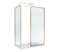Balterley Framed Walk-In Wetroom Bundle With Tray And Waste, 1400X700mm, Brushed Brass
