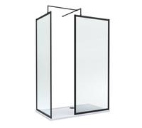Balterley Framed Walk-In Wetroom Bundle With Tray And Waste, 1400X700mm, Matt Black