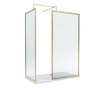 Balterley Framed Walk-In Wetroom Bundle With Tray And Waste, 1600X800mm, Brushed Brass