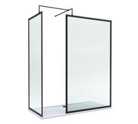 Balterley Framed Walk-In Wetroom Bundle With Tray And Waste, 1700X700mm, Matt Black