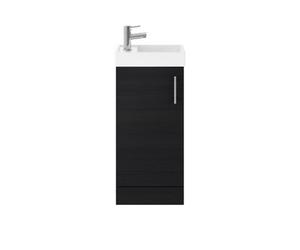 Balterley Freehay Contemporary Bathroom Floor Standing 1 Soft-Close Door Vanity Unit & Rectangular Basin, Charcoal Black, 405 mm