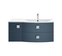 Balterley Gentleshaw Contemporary 1 Door 2 Drawer Right-Hand Wall Hung Vanity Unit With Curved Basin, Mineral Blue, 1000mm