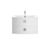 Gentleshaw Contemporary 2 Drawer Wall Hung Vanity Unit with Curved Basin, Moon White, 700mm