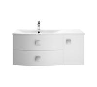 Gentleshaw Contemporary 1 Door 2 Drawer Left-Hand Wall Hung Vanity Unit with Curved Basin, Moon White, 1000mm