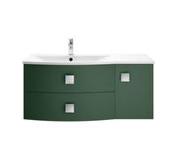 Balterley Gentleshaw Contemporary 1 Door 2 Drawer Left-Hand Wall Hung Vanity Unit With Curved Basin, Hunter Green, 1000mm