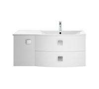 Balterley Gentleshaw Contemporary 1 Door 2 Drawer Right-Hand Wall Hung Vanity Unit With Curved Basin, Moon White, 1000mm