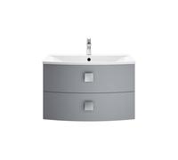 Gentleshaw Contemporary 2 Drawer Wall Hung Vanity Unit with Curved Basin, Dove Grey, 700mm
