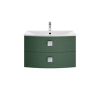 Balterley Gentleshaw Contemporary 2 Drawer Wall Hung Vanity Unit With Curved Basin, Hunter Green, 700mm
