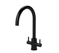 Balterley Gratwich Minimalist Kitchen Mono Mixer Tap With Dual Lever Handles, High Curved Spout - Matt Black Finish