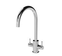 Balterley Gratwich Minimalist Kitchen Mono Mixer Tap With Dual Lever Handles, High Curved Spout - Polished Chrome Finish