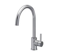 Balterley Gratwich Minimalist Kitchen Mono Mixer Tap With Single Lever Handle, High Curved Swivel Spout - Brushed Nickel Finish