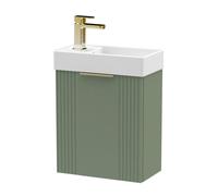 Balterley Green 400mm Wall Hung Vanity Unit with Brushed Brass Handle Balterley Green