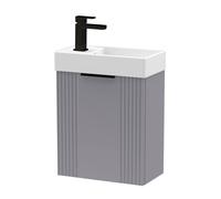 Balterley Grey 400mm Wall Hung Vanity Unit with Black Handle Balterley Grey