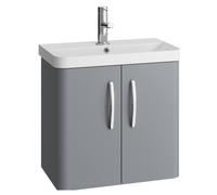 Handsacre Contemporary 2 Door Wall Hung Vanity Unit with Basin, Gloss Grey, 600mm
