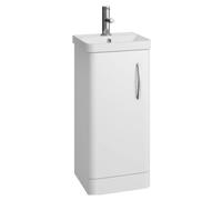 Handsacre Contemporary 1 Door Floor Standing Vanity Unit with Basin, Gloss White, 400mm