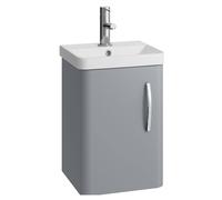 Handsacre Contemporary Wall Hung Vanity Unit with Basin, Gloss Grey, 400mm