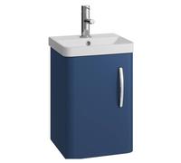 Handsacre Contemporary Wall Hung Vanity Unit with Basin, Satin Blue, 400mm