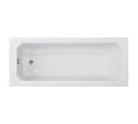 Balterley 1700 x 700mm Traditional Square Shower Bath with Legs, Straight Single Ended Straight Gloss White Soaking Shower Bath, Acrylic Baths for Bathrooms, Adjustable Leg Set (White)