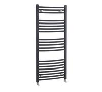 Heated Vertical Towel Rail with Curved Rails - 1689 BTU - 1150mm x 500mm - Anthracite
