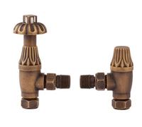 Balterley Heating Accessories Thermostatic Radiator Valve Pack, Antique Brass