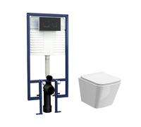 Balterley Hilderstone Contemporary Square Wall Hung Toilet Pan & Seat, White Balterley White