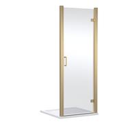 Balterley Hinged Shower Door, Bar Handle Glass Doors, 8mm Toughened Safety Shower Glass Door, Reversible Framed Doors for Showers, Enclosure for Bathroom Showers - 790 x 31 x 1900mm (Brushed Brass)
