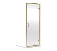 Balterley Hinged Shower Door, Bar Handle Hinged Door, 6mm Toughened Safety Glass Shower Doors, Reversible Glass Door for Bathroom Showers, Semi-Frameless Enclosure - 750 x 44 x 1900mm (Brushed Brass)
