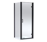 Balterley Hinged Shower Door & Slimline Tray: 800x800mm Matt Black/White in Black Balterley Black