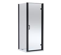 Balterley Hinged Shower Door & Slip Resistant Tray: 800x800mm Matt Black/White in Black Balterley Black