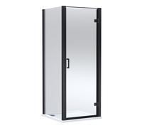 Balterley Hinged Shower Door & Tray: 800x800mm Matt Black/White in Black Balterley Black