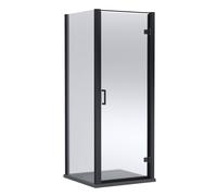 Balterley Hinged Shower Door & Tray: 900x900mm Matt Black/Slate Grey in Black Balterley Black