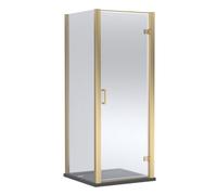 Balterley Hinged Shower Door & Tray: 800x800mm Brushed Brass/Slate Grey in Metallics Balterley Metallics