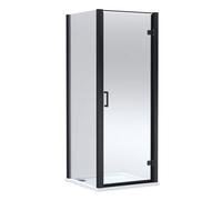 Balterley Hinged Shower Door With 6mm Glass, Side Panel & 800X800mm Shower Tray In Matt Black/white