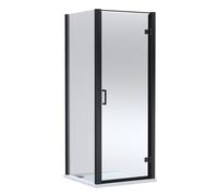 Balterley Hinged Shower Door With 6mm Glass, Side Panel & 800X800mm Slip Resistant White Tray In Matt Black