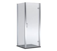 Contemporary Bathroom Hinged Shower Door, Side Panel and Shower Tray - 900 x 900mm, Chrome/Slate Grey