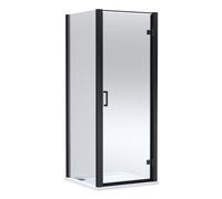 Balterley Hinged Shower Door & Tray: 900x900mm Matt Black/White in Black Balterley Black