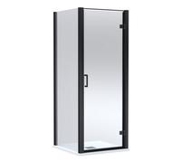 Balterley Hinged Shower Door With 6mm Glass, Side Panel & Slimline 900X900mm Shower Tray, Matt Black/white