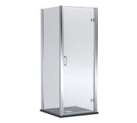 Balterley Hinged Shower Door With 6mm Glass, Side Panel & Slimline Tray 800X800mm Chrome Frame & Black Finish